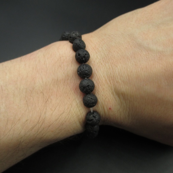 Vintage Stylish Peace Symbol Lava Rock Bracelet - Picture 3 of 6